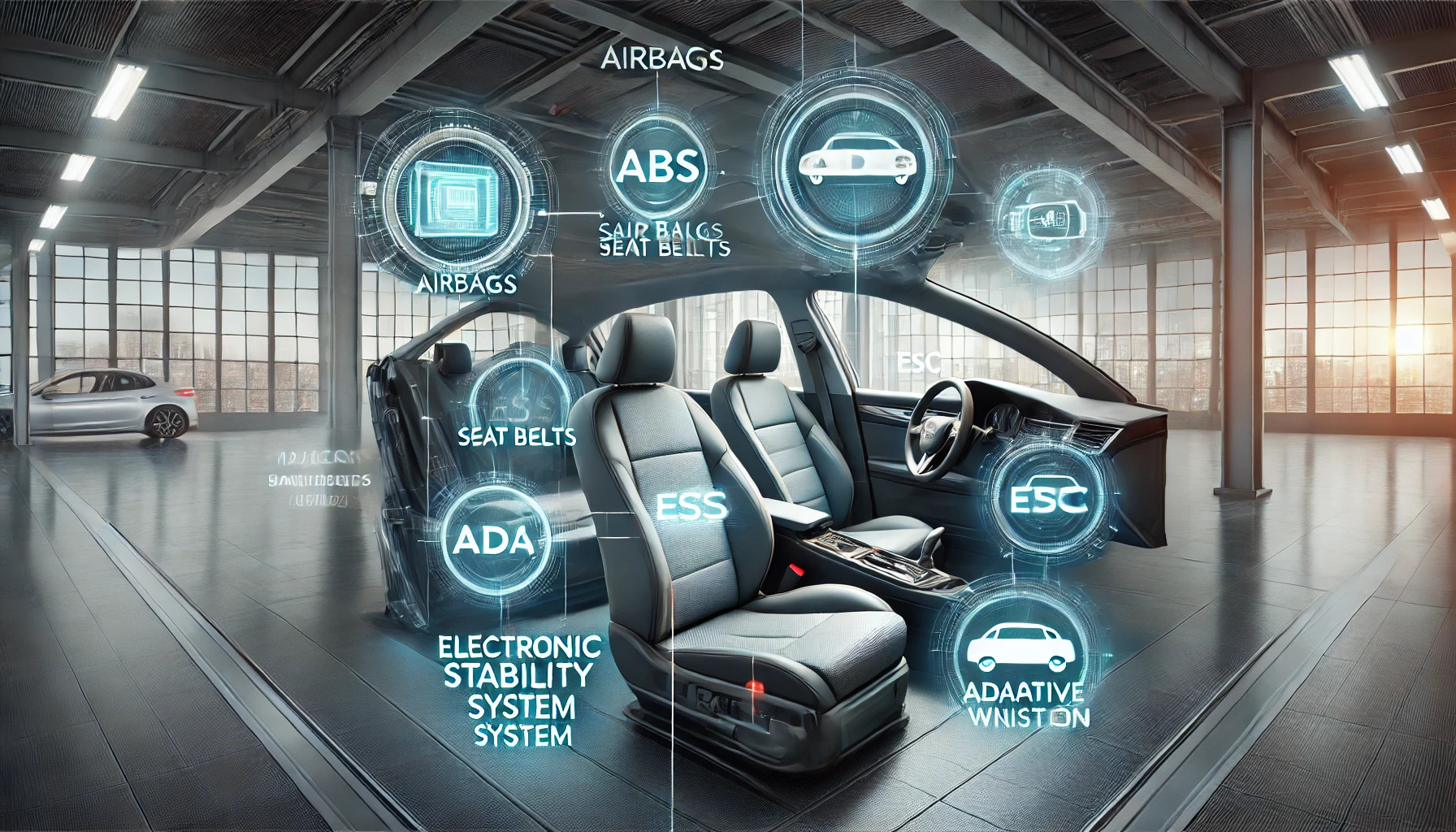 sicherheitseinrichtungen in einem modernen auto