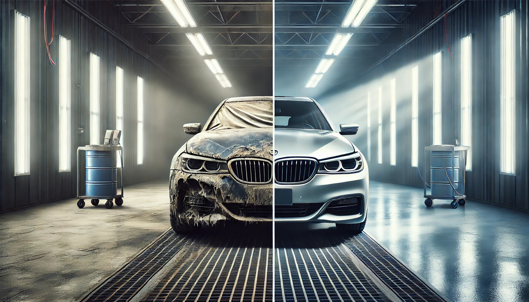 auto vor und nach der lackierung